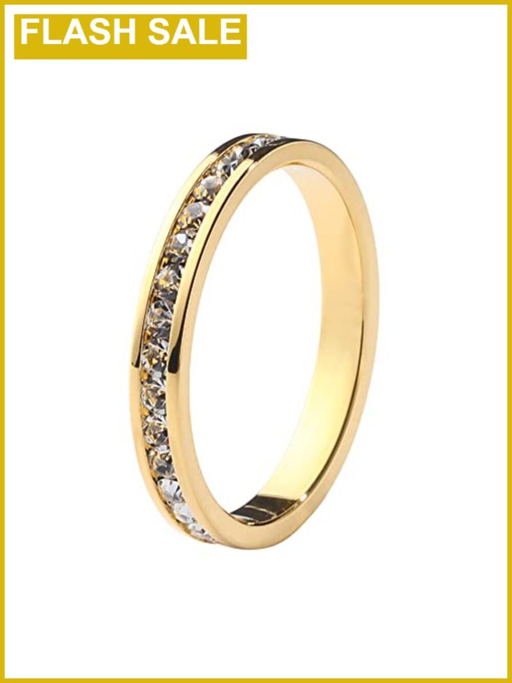 18K Gold Plated Birthstone Eternity Band Ring Stackable Size 9
